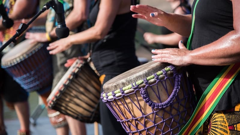 a group of drummers